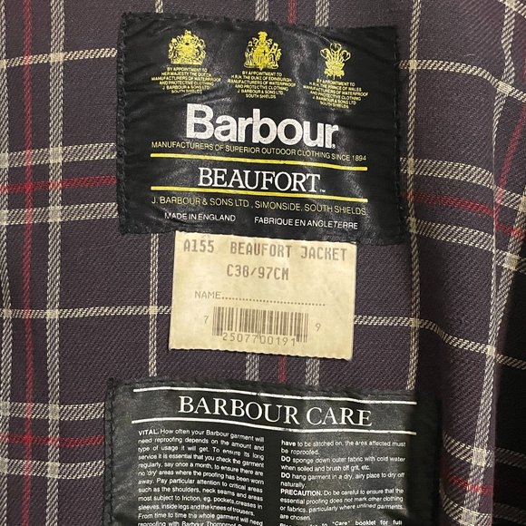 $700 Made in England Barbour Beaufort Navy Jacket w/ Hood - 38- Medium - Picture 7 of 12